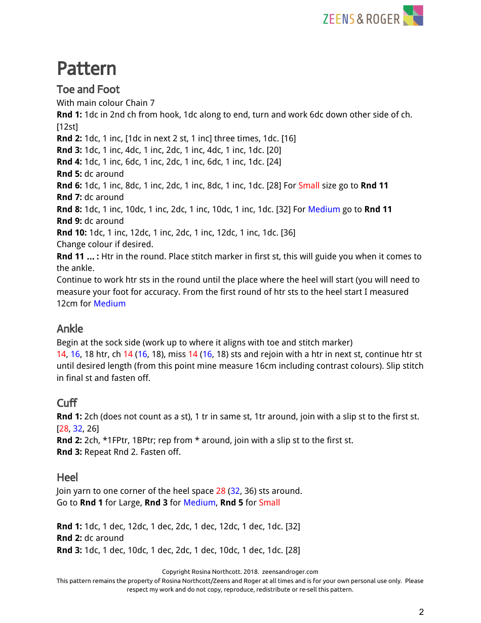 Slipper Socks Crochet Pattern, Page 3