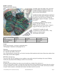 Document preview: Baby Socks Knitting Pattern - Kate Atherley