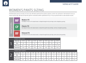Document preview: Women's Pants Sizing Chart
