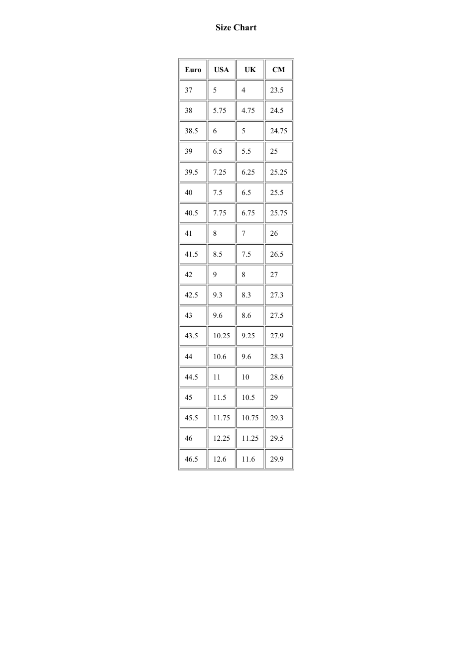 Size Conversion Chart Download Printable PDF Templateroller