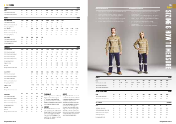 Document preview: Workwear Sizing Chart - Bisley Workwear