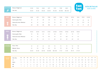 Document preview: Children's Size Chart - Tuc Tuc (English/Spanish)