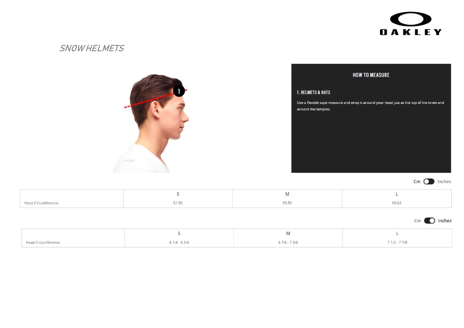Clothes and Accessories Size Chart - Oakley, Page 22