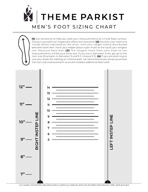 Men's Foot Sizing Chart Download Printable PDF | Templateroller
