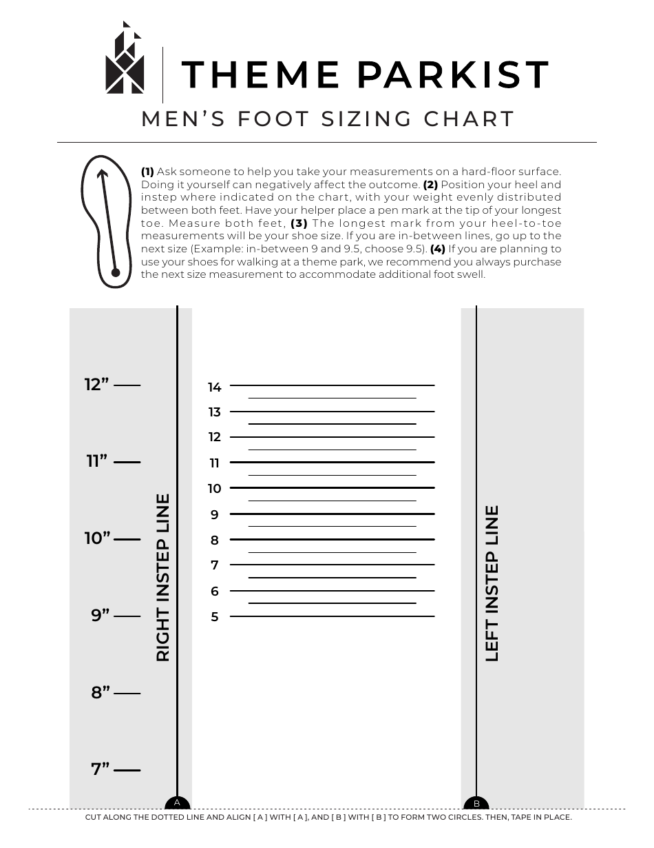 Mens Foot Sizing Chart, Page 1