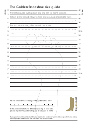 Document preview: Shoe Size Measuring Chart (UK Size)