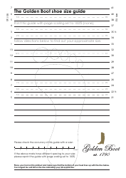 Document preview: Shoe Size Measuring Chart - Golden Boots