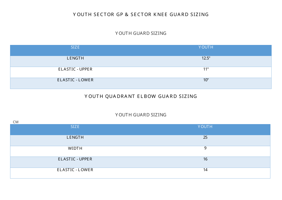 Football Uniform Size Chart, Page 4