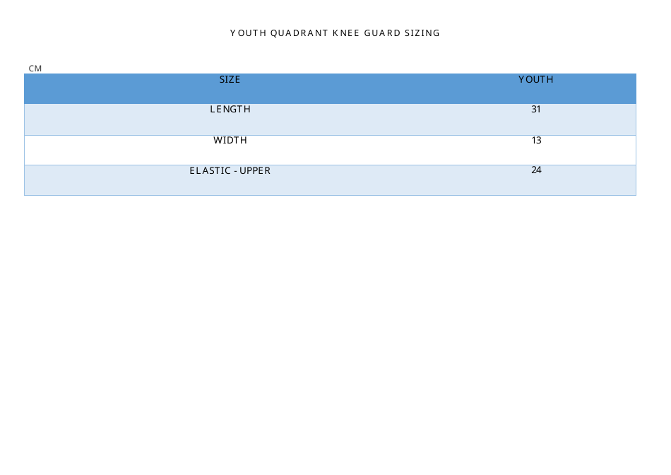Football Uniform Size Chart, Page 5