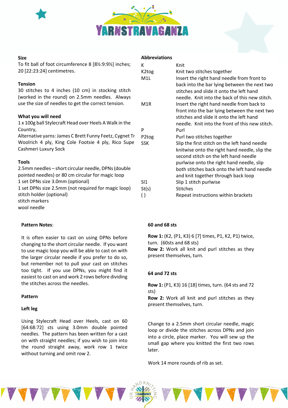 Branch Line Socks Knitting Pattern, Page 2