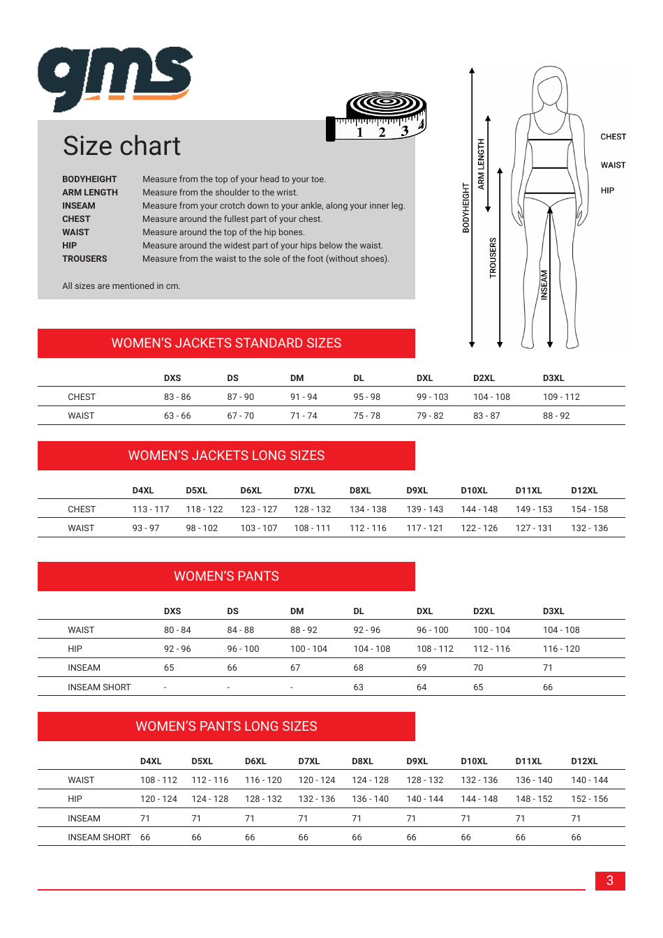 Size Chart - Gms, Page 3
