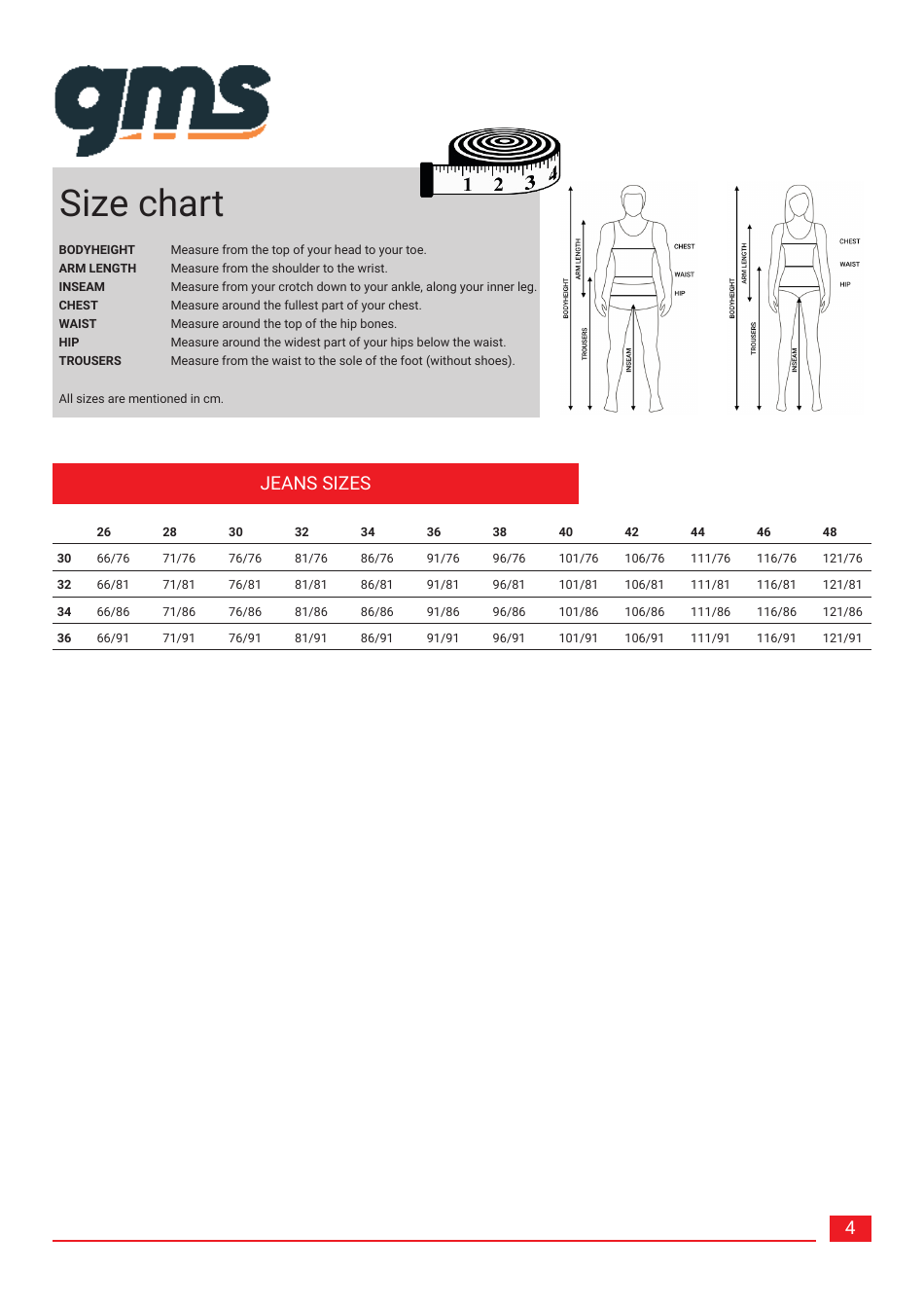 Size Chart - Gms, Page 4