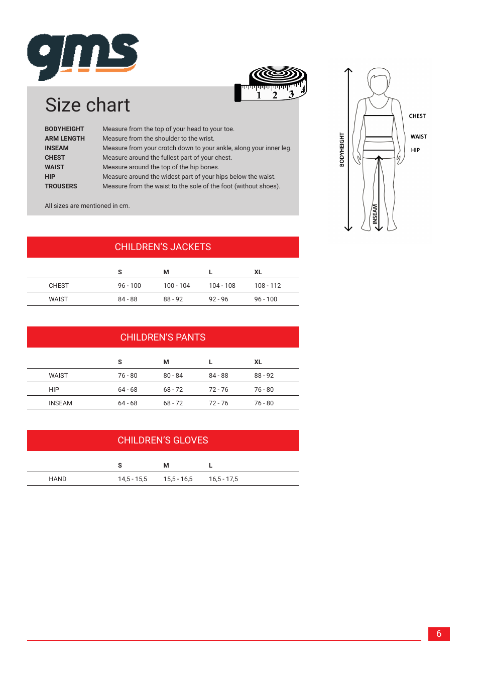 Size Chart - Gms, Page 6