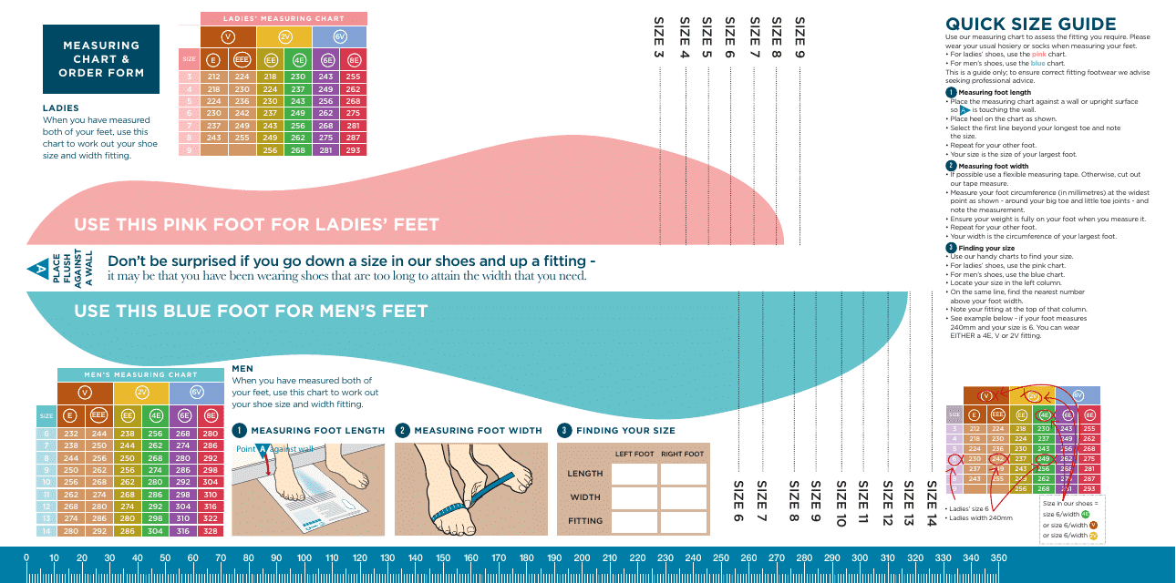 Adults Foot Size Measurement Chart Download Pdf