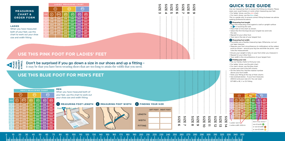 Adults Foot Size Measurement Chart, Page 1