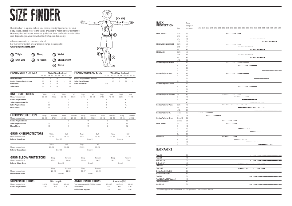 Size Finder Chart (English / German), Page 1