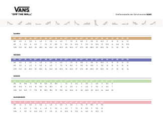 Document preview: Shoe Size Chart - Vans (German)