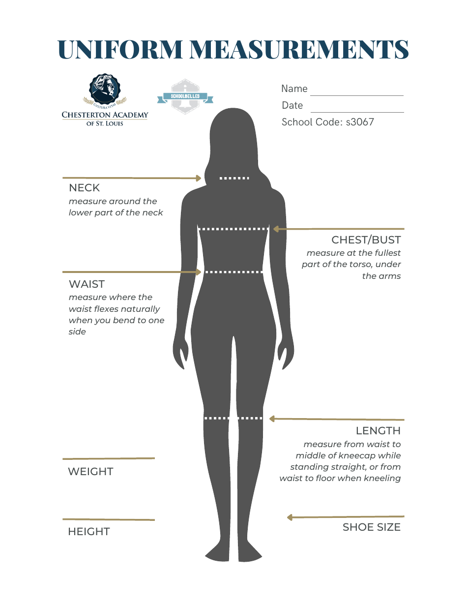 School Uniform Size Chart Schoolbelles Download Printable PDF Templateroller