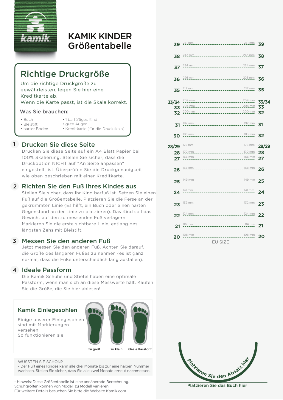 Kids Boots Sizing Chart and Measurement Tool Kamik Download Printable