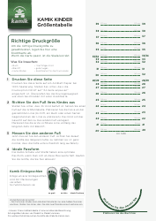 Kids Boots Sizing Chart and Measurement Tool - Kamik (English/German)