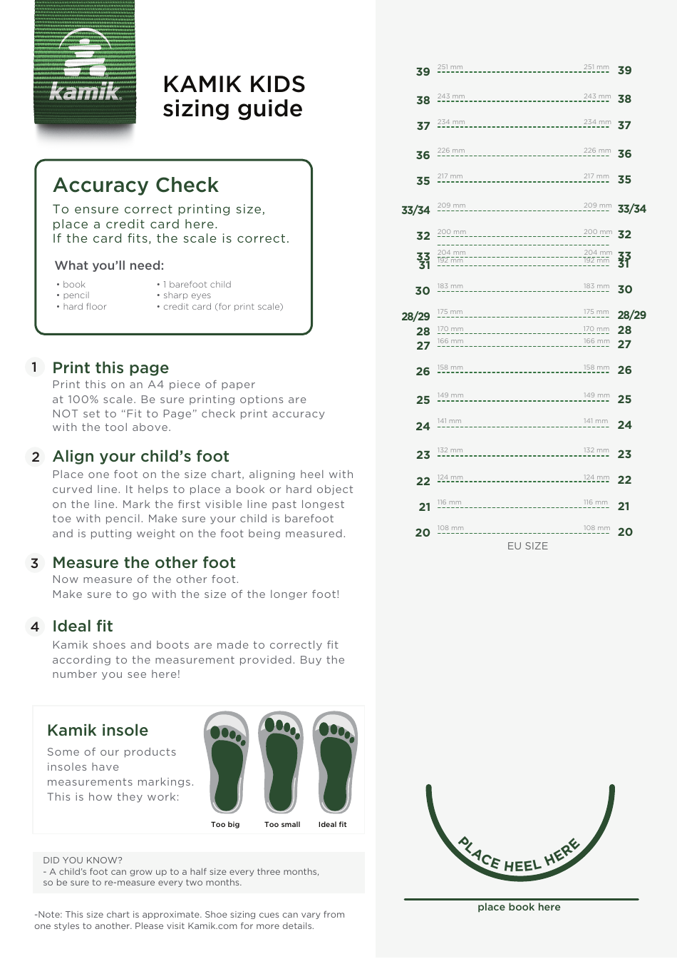 Kids Boots Measurement Tool - Kamik Download Printable PDF | Templateroller