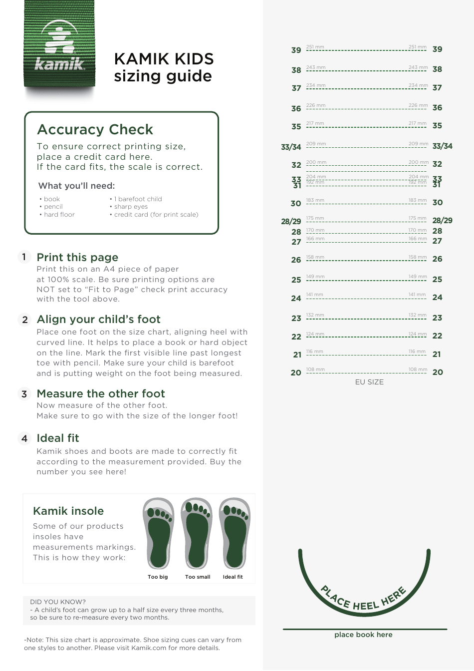 Kids Boots Measurement Tool - Kamik, Page 1