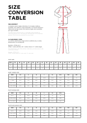 Document preview: Size Conversion Table (English/Spanish)