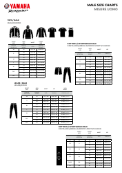 Clothes and Accessories Size Charts - Yamaha (English/Italian), Page 2