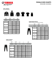 Clothes and Accessories Size Charts - Yamaha (English/Italian), Page 3