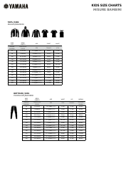 Clothes and Accessories Size Charts - Yamaha (English/Italian), Page 4
