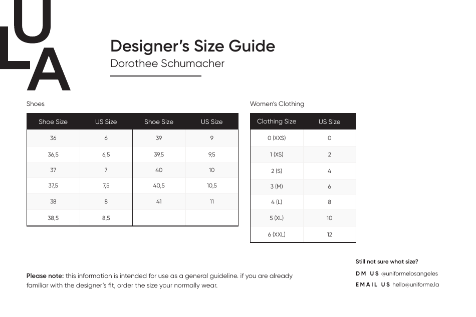 Womens Shoe  Clothing Size Guide, Page 1