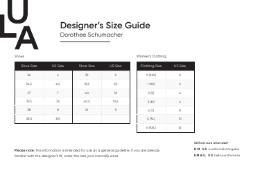 Document preview: Women's Shoe & Clothing Size Guide