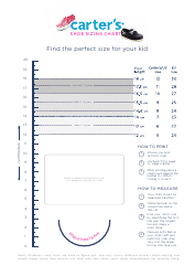 Document preview: Kids Shoe Sizing Chart