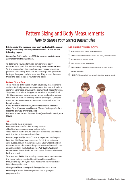 Body Measurement Chart - Women and Children Download Pdf