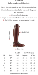 Document preview: Ladies Long Leather Riding Boots Size Chart