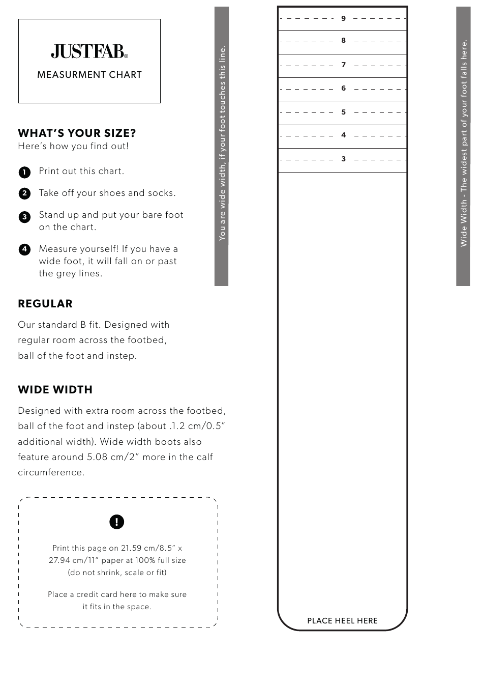 Foot Size Measurment Chart, Page 1