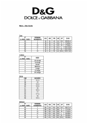 Document preview: Men's Size Chart - Dolce & Gabbana