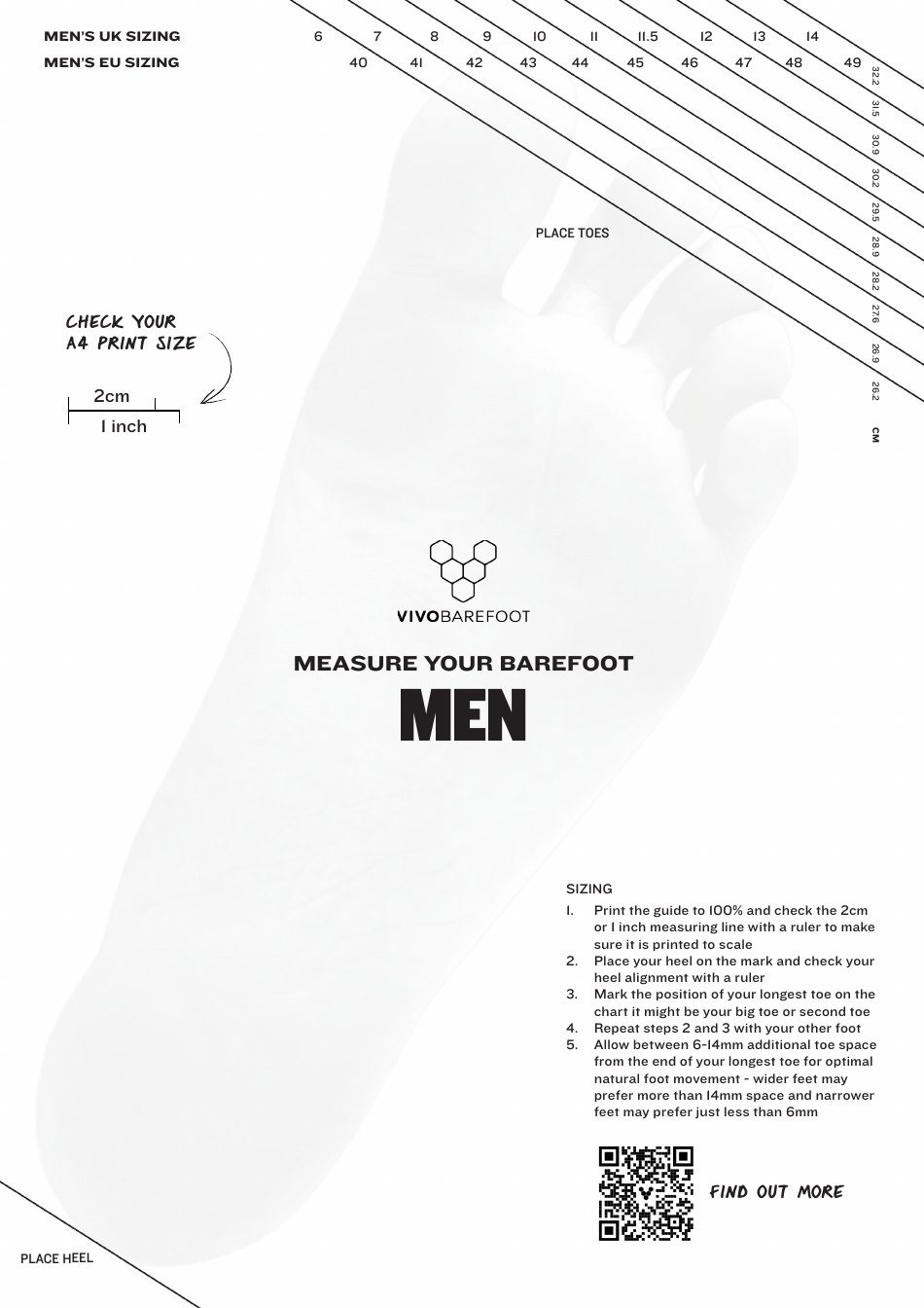 Mens UK / Eu Foot Sizing Chart, Page 1