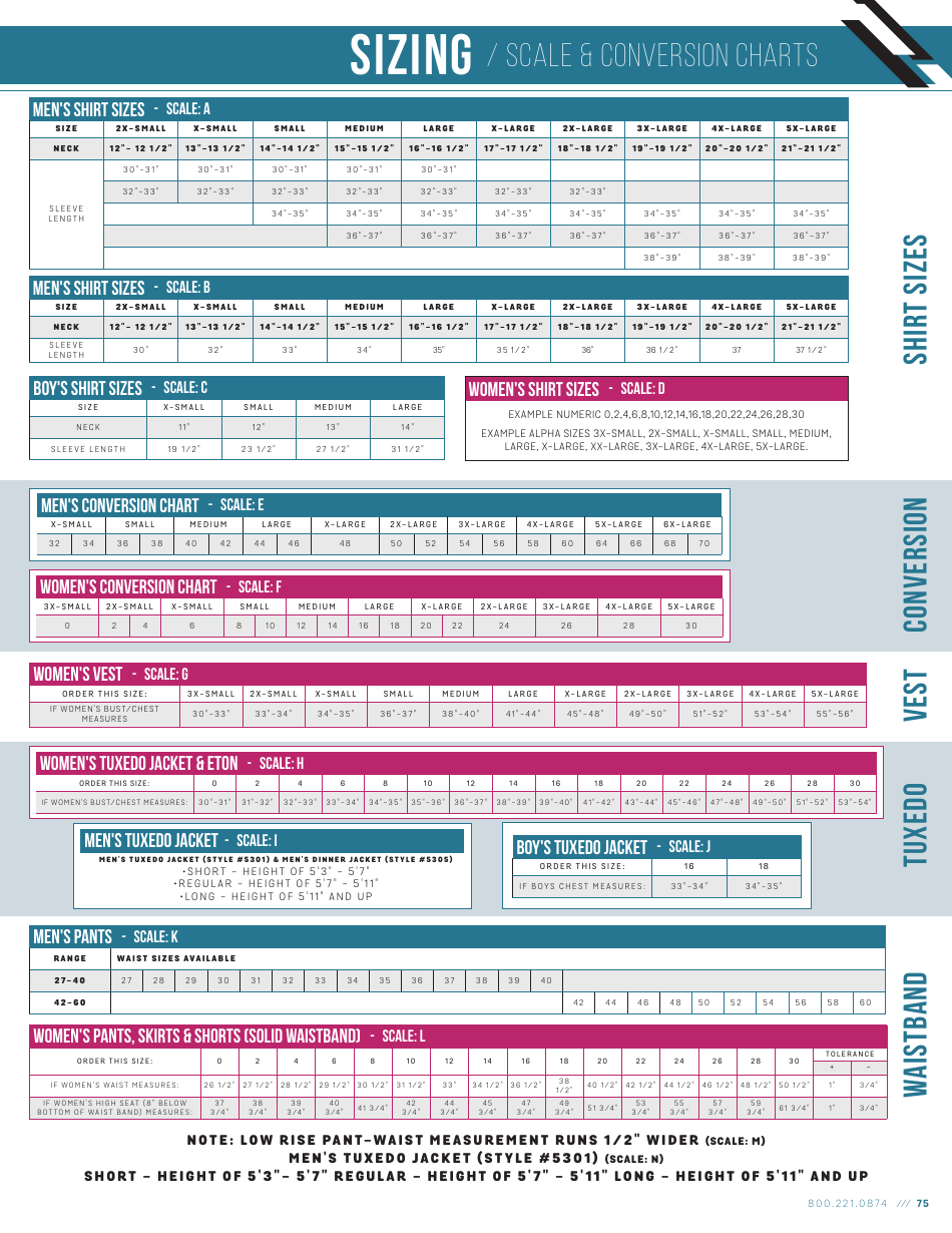 Sizing Scale & Conversion Chart Download Printable PDF | Templateroller