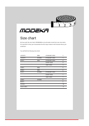 Document preview: Clothing Size Charts - Modeka