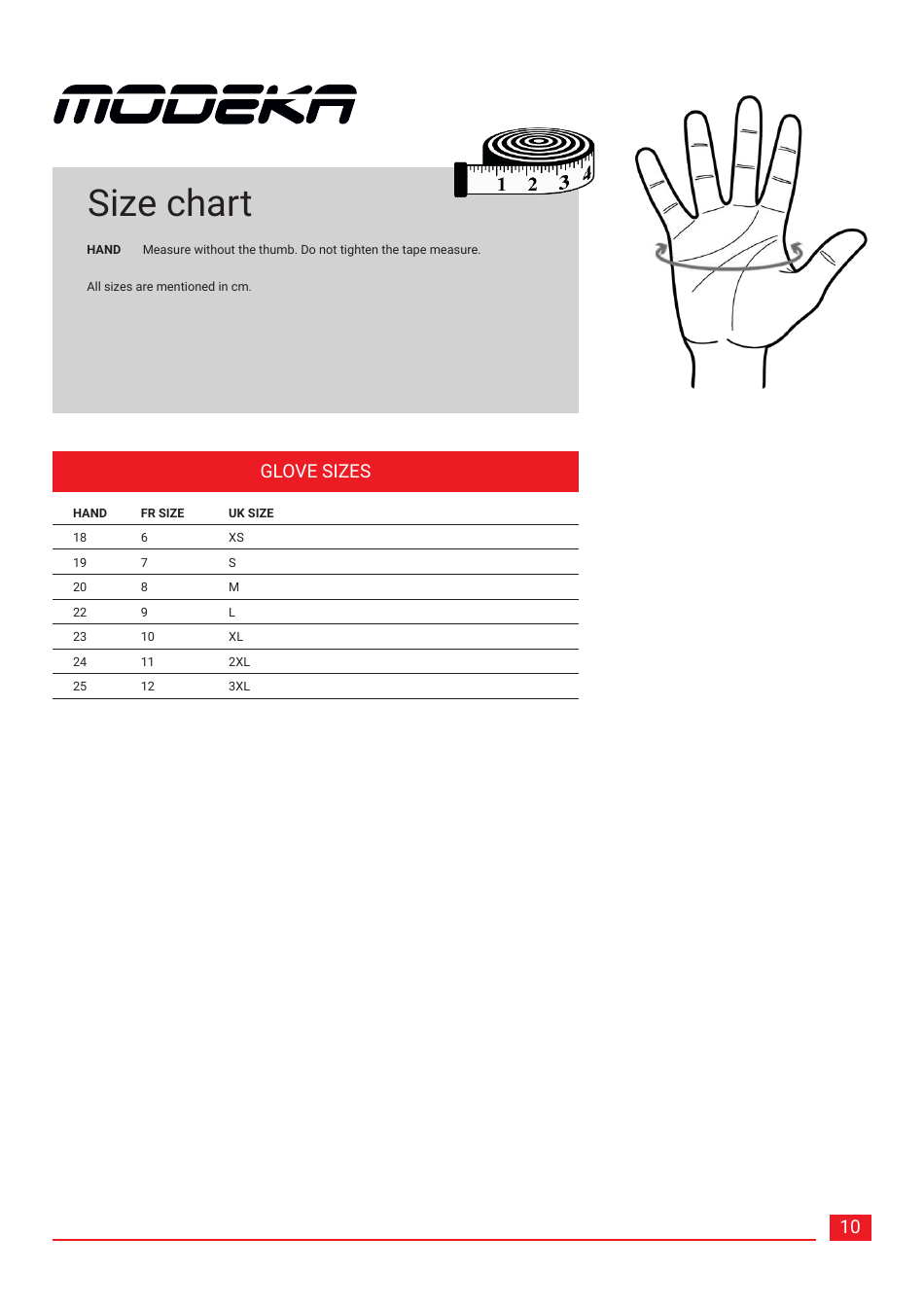 Clothing Size Charts - Modeka, Page 10