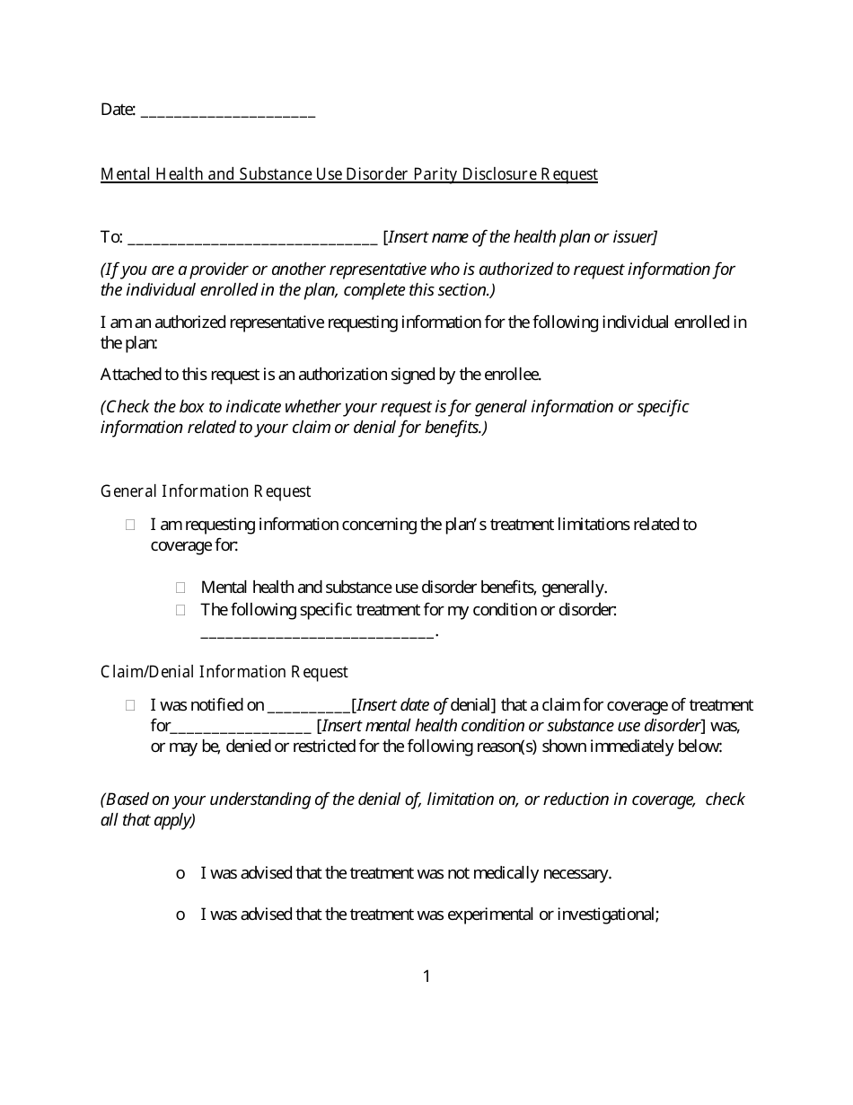Form to Request Documentation From an Employer-Sponsored Health Plan or an Insurer Concerning Treatment Limitations, Page 3