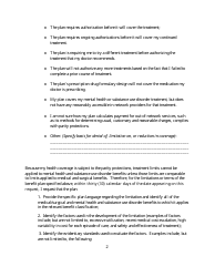 Form to Request Documentation From an Employer-Sponsored Health Plan or an Insurer Concerning Treatment Limitations, Page 4