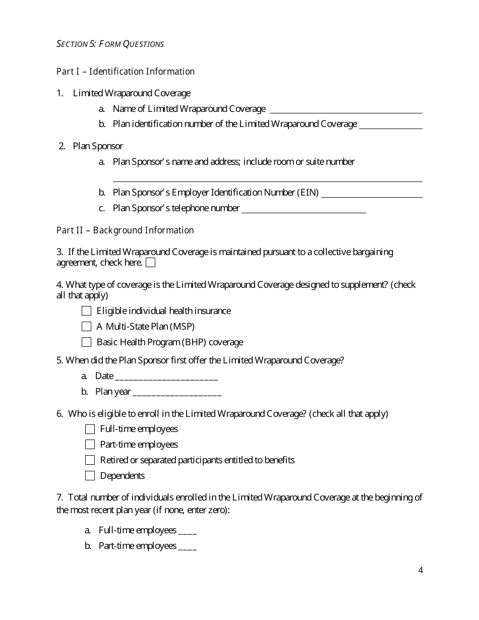 Reporting Form for Plan Sponsors Offering Limited Wraparound Coverage Fill Out, Sign Online