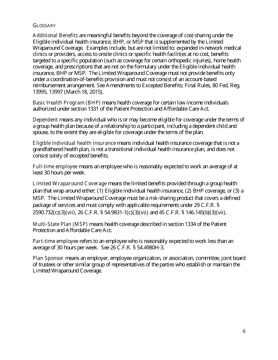 Reporting Form for Plan Sponsors Offering Limited Wraparound Coverage, Page 6