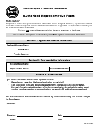 Document preview: Authorized Representative Form - Oregon