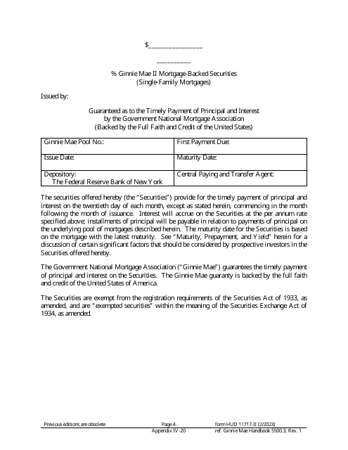 Form HUD11717-II Appendix IV-20 Prospectus Gnma II Single-Family Mortgages