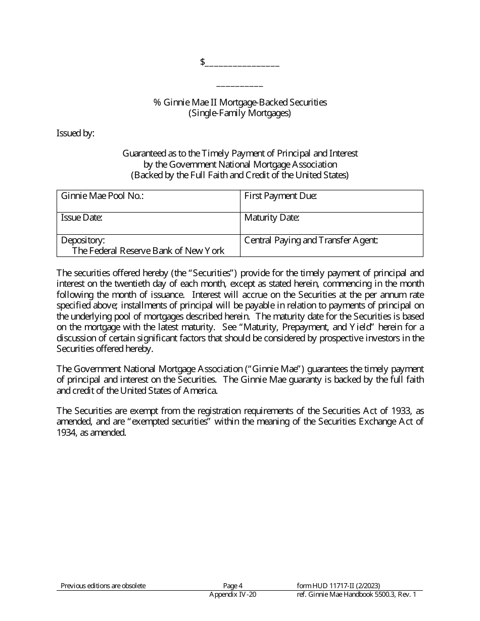 Form HUD11717-II Appendix IV-20 Prospectus Gnma II Single-Family Mortgages, Page 1
