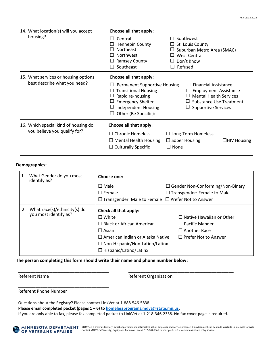 Minnesota Homeless Veteran Registry Release of Information Form - Fill ...