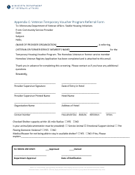 Document preview: Appendix C Veteran Temporary Voucher Program Referral Form - Minnesota
